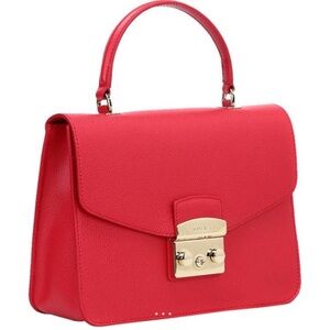 Furla metropolis S top handle, crossbody bag ruby RED leather LUXURY structured